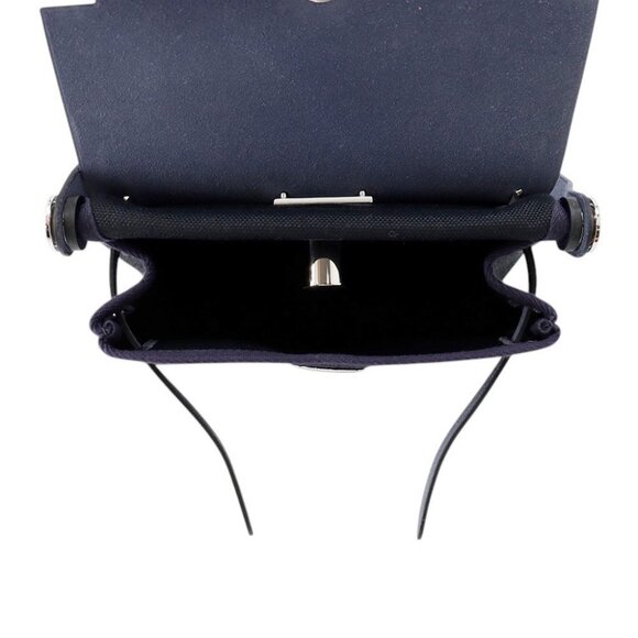 HERMES Herbag zip Size Mini Toile Military/Vache Hunter Leather Blue Indigo - Picture 6 of 7